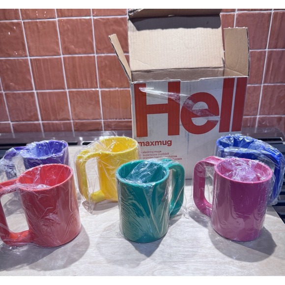 Heller Other - 6 Heller MaxMug by Massimo Vignelli 16 oz Stackable Cups Rainbow New In Box MCM